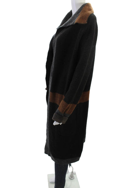 Max Studio Women Overcoat Black Collared Long Sleeve Acrylic Blend Size M