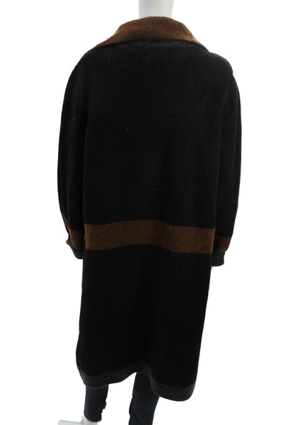Max Studio Women Overcoat Black Collared Long Sleeve Acrylic Blend Size M