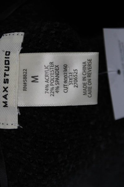 Max Studio Women Overcoat Black Collared Long Sleeve Acrylic Blend Size M