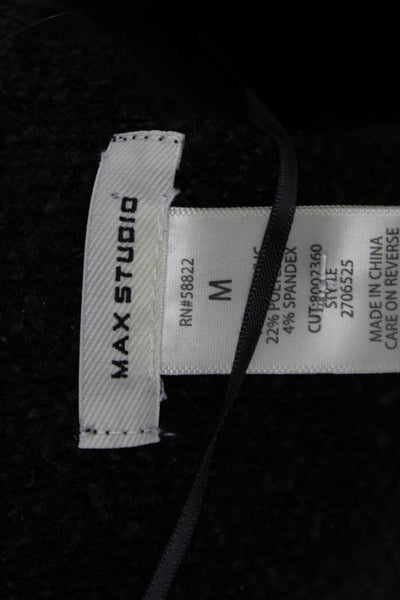 Max Studio Women Overcoat Black Collared Long Sleeve Acrylic Blend Size M