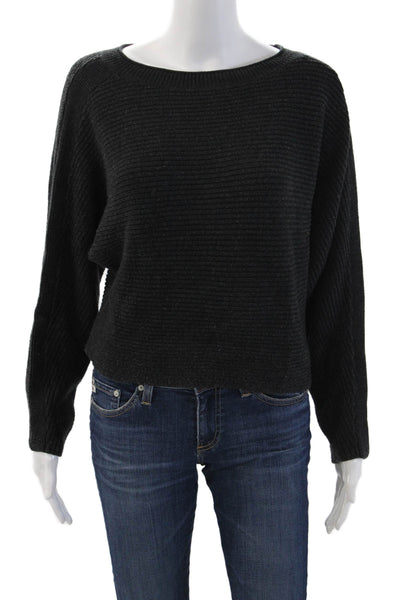 Le Ore Unisex Pullover Sweater Striped Round Neck Long Sleeve Black Size S