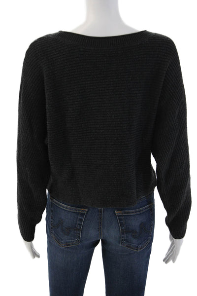 Le Ore Unisex Pullover Sweater Striped Round Neck Long Sleeve Black Size S