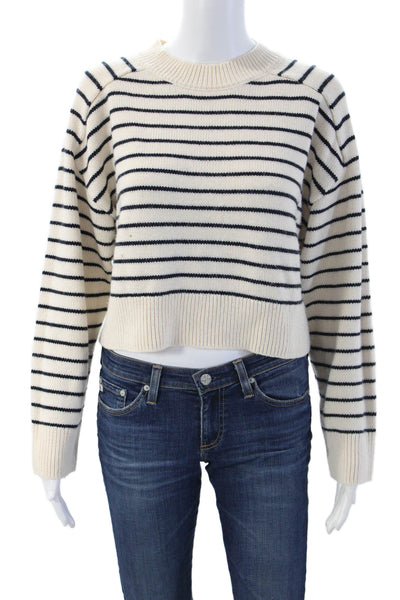Zara Unisex Striped Pullover Crew Neck Beige Sweater Size S