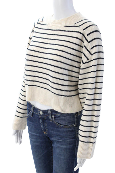 Zara Unisex Striped Pullover Crew Neck Beige Sweater Size S