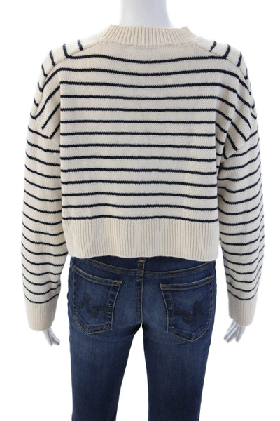 Zara Unisex Striped Pullover Crew Neck Beige Sweater Size S