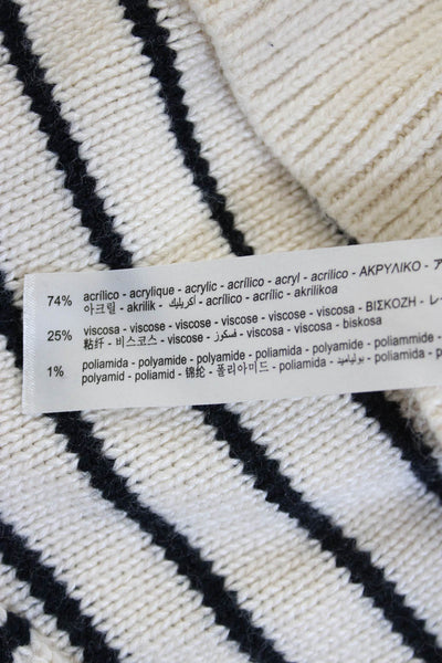 Zara Unisex Striped Pullover Crew Neck Beige Sweater Size S