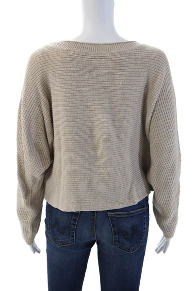 Le Ore Unisex Beige Pullover Sweater Round Neck Long Sleeve Wool Blend Size M