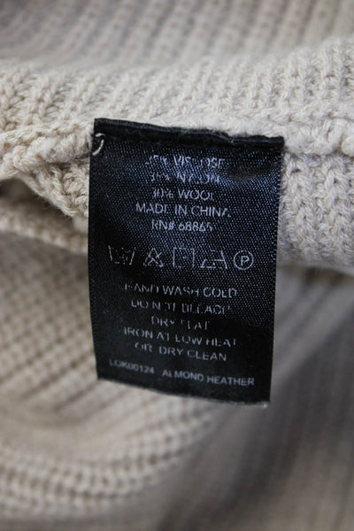Le Ore Unisex Beige Pullover Sweater Round Neck Long Sleeve Wool Blend Size M
