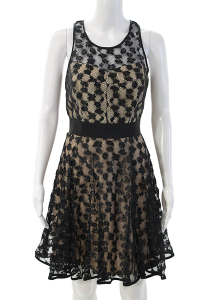 Milly Womens Fit & Flare Tank Dress Beige Floral Sleeveless Above Knee Size 8