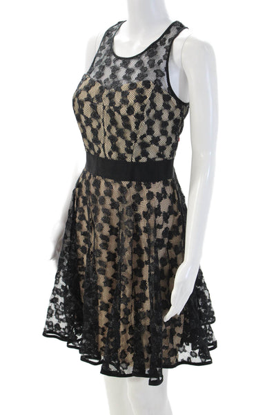 Milly Womens Fit & Flare Tank Dress Beige Floral Sleeveless Above Knee Size 8