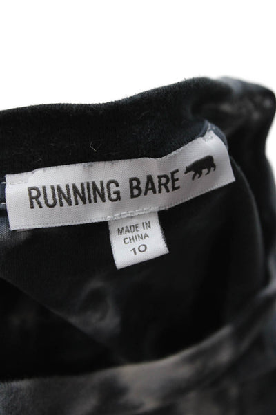Running Bare Women Black Basic Tee Cotton Crew Short Sleeve Grunge Size 10