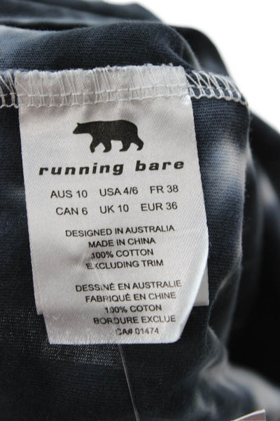 Running Bare Women Black Basic Tee Cotton Crew Short Sleeve Grunge Size 10
