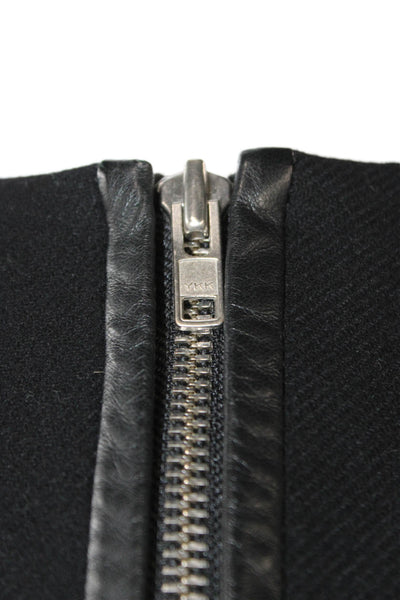 The Kooples Womens Overcoat Black Zip Crew Neck Wool Cashmere Size 36