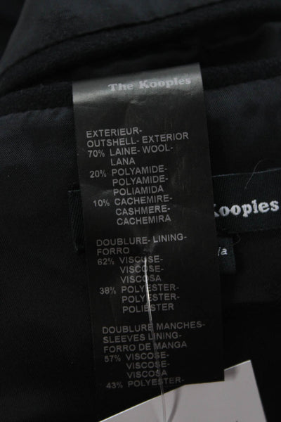 The Kooples Womens Overcoat Black Zip Crew Neck Wool Cashmere Size 36