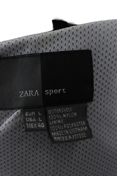 Zara Mens Windbreaker Beige Nylon High Neck Zip Long Sleeve Size L