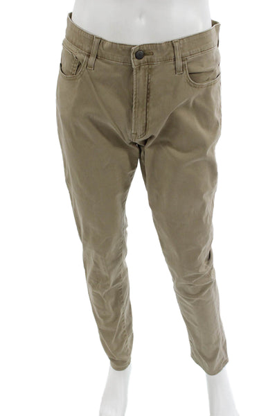 Uniqlo Mens Beige Chino Pants Cotton Rayon Spandex Button Size L