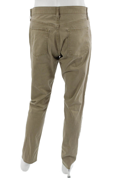 Uniqlo Mens Beige Chino Pants Cotton Rayon Spandex Button Size L