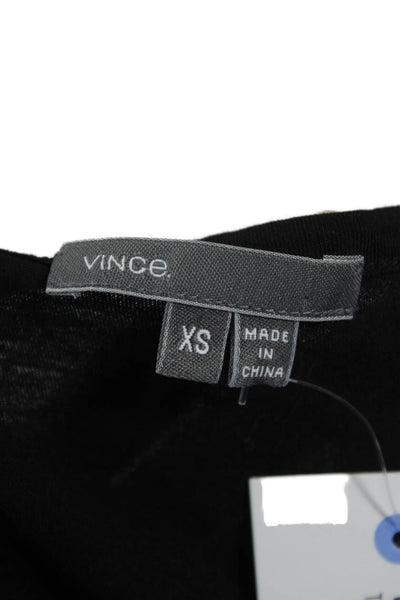 Vince Women Basic Black Cotton Blend Sleeveless Tank Solid Size XS