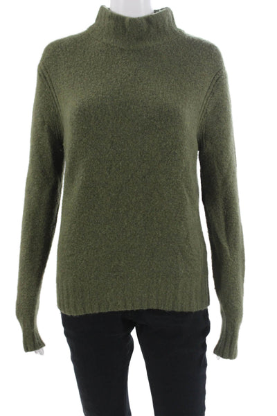 J Crew Unisex Army Green Mock Neck Pullover Sweater Long Sleeve Size M