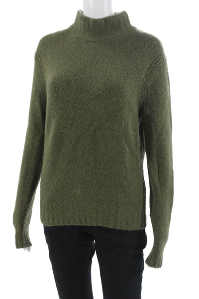 J Crew Unisex Army Green Mock Neck Pullover Sweater Long Sleeve Size M