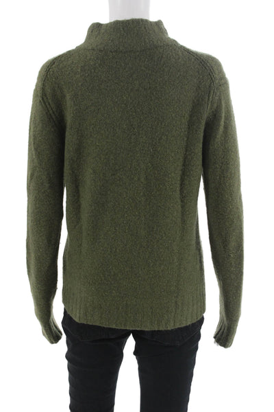 J Crew Unisex Army Green Mock Neck Pullover Sweater Long Sleeve Size M