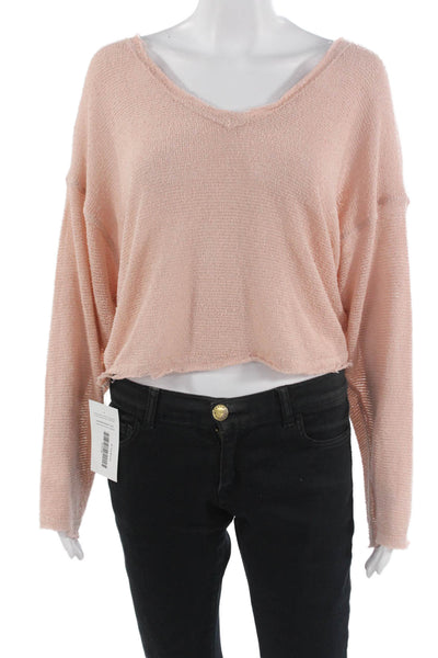 Out From Under Unisex Bohemian V-Neck Long Sleeve Pullover Sweater Pink Size S