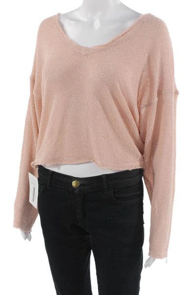 Out From Under Unisex Bohemian V-Neck Long Sleeve Pullover Sweater Pink Size S