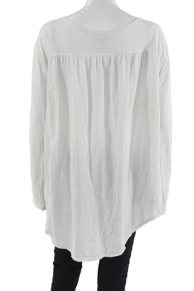 We The Free Womens Boho Tunic Button Up White Round Neck Long Sleeve Size M