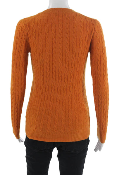 J Crew Unisex Orange V-Neck Cashmere Blend Pullover Sweater Long Sleeve Size XS
