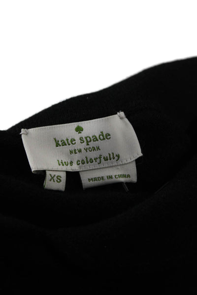 Kate Spade New York Unisex Black Mock Neck Pullover Sweater 3/4 Sleeve Size XS