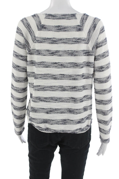 Sanctuary Unisex White Striped V Neck Pullover Sweater Long Sleeve Size S