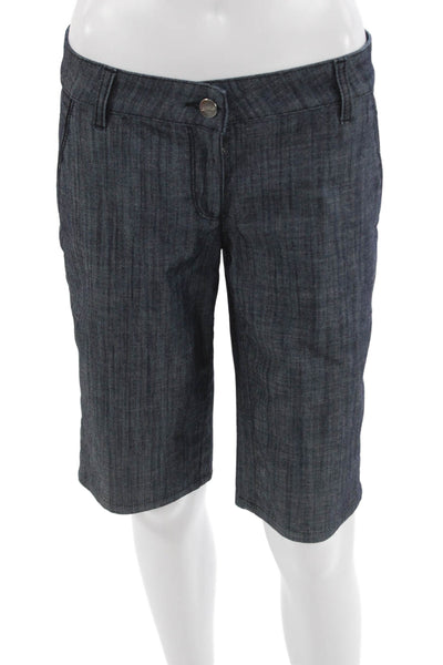 La Perla Unisex Bermuda Shorts Dark Blue Striped Cotton Blend Designer Size 42