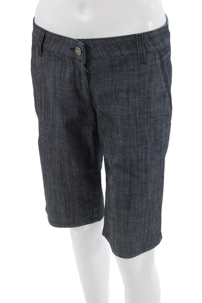 La Perla Unisex Bermuda Shorts Dark Blue Striped Cotton Blend Designer Size 42