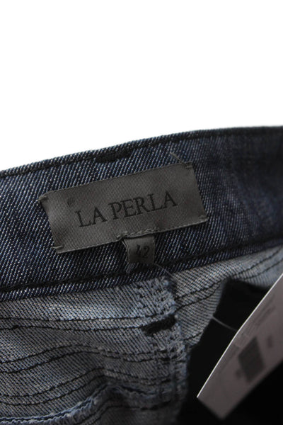 La Perla Unisex Bermuda Shorts Dark Blue Striped Cotton Blend Designer Size 42