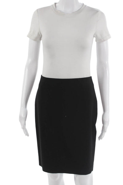 Theory Womens Straight Pencil Skirt Black Cupro Knee Length Size 2
