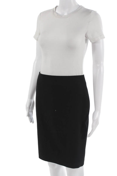 Theory Womens Straight Pencil Skirt Black Cupro Knee Length Size 2