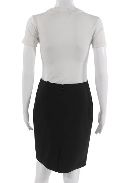 Theory Womens Straight Pencil Skirt Black Cupro Knee Length Size 2