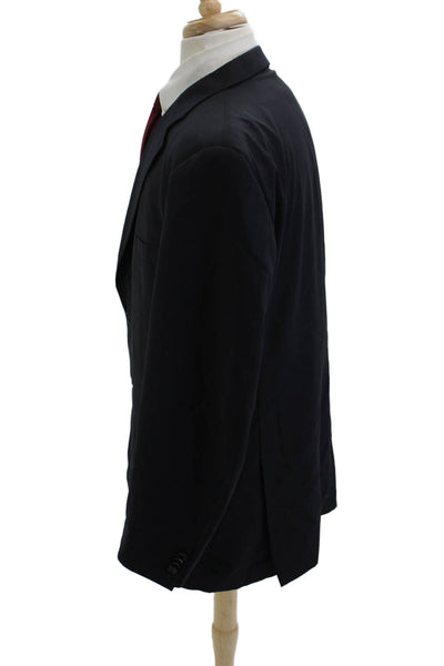 Canali Men Classic Striped Dark Blue Wool Suit Jacket Button Size 42