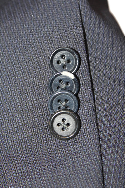 Canali Men Classic Striped Dark Blue Wool Suit Jacket Button Size 42