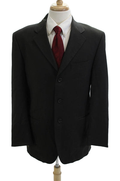 Luca Paolorossi Mens 2 Piece Black Wool Suit Jacket Button Closure Size 42