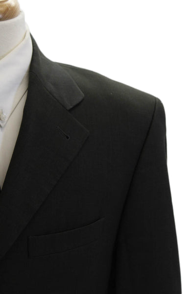 Luca Paolorossi Mens 2 Piece Black Wool Suit Jacket Button Closure Size 42