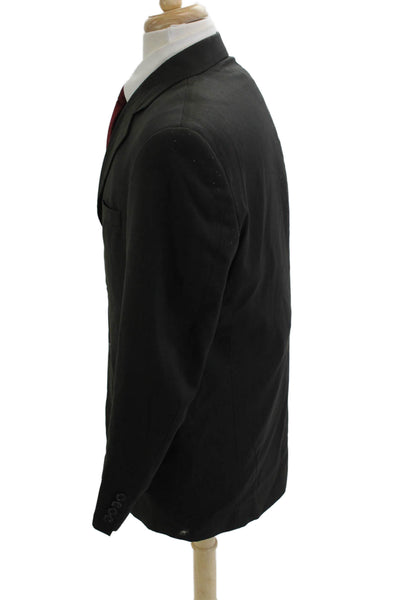 Luca Paolorossi Mens 2 Piece Black Wool Suit Jacket Button Closure Size 42