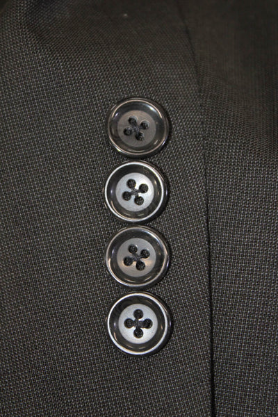 Luca Paolorossi Mens 2 Piece Black Wool Suit Jacket Button Closure Size 42