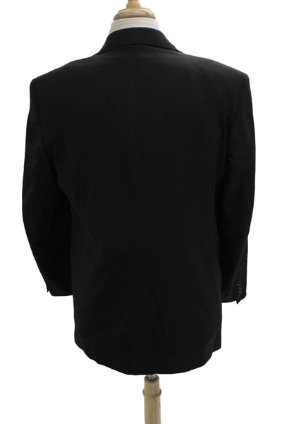 Luca Paolorossi Mens 2 Piece Black Wool Suit Jacket Button Closure Size 42