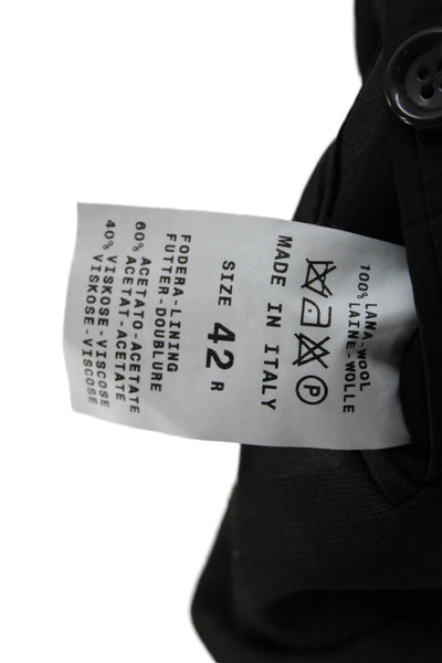 Luca Paolorossi Mens 2 Piece Black Wool Suit Jacket Button Closure Size 42