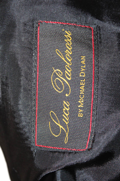 Luca Paolorossi Mens 2 Piece Black Wool Suit Jacket Button Closure Size 42