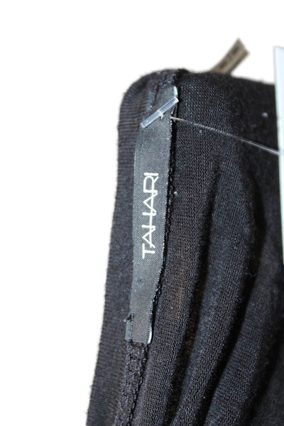 Tahari Women Basic Black 3/4 Sleeve T-Shirt Round Neck Size M