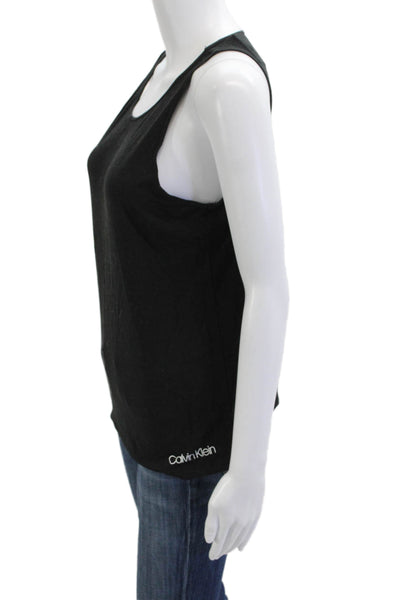 Calvin Klein Women Black Basic Sleeveless Tank Round Neck Size M