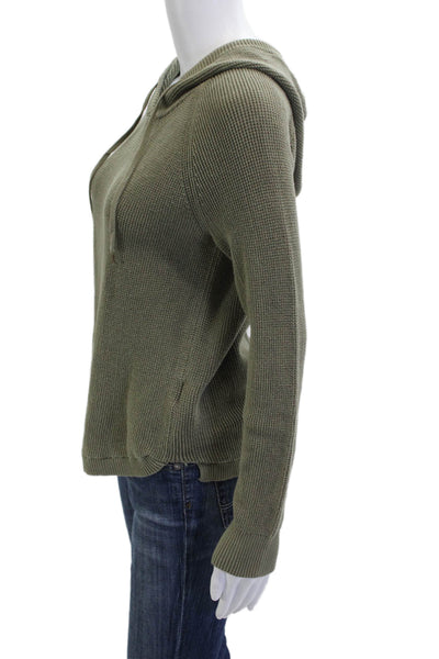 Lauren Ralph Lauren Womens Green Pullover Hoodie V-Neck Cotton Size M