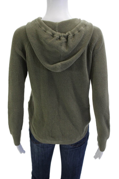 Lauren Ralph Lauren Womens Green Pullover Hoodie V-Neck Cotton Size M